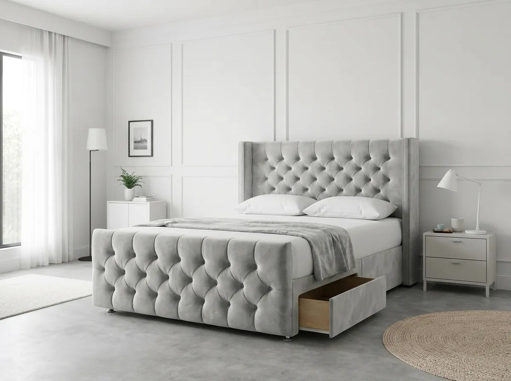 Luxury Curve Dream | Divan Drawer Bed Frame with Concealed Drawer Storage (UK) | Discount Bed Store (DBS) #DB146