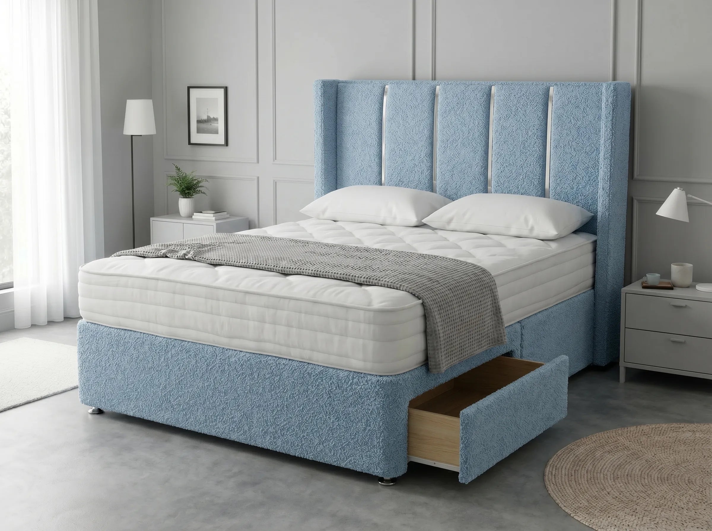Refined Curve Haven | Modern Divan Drawer Bed with Built-In Drawers (UK) | Discount Bed Store (DBS) #DB144