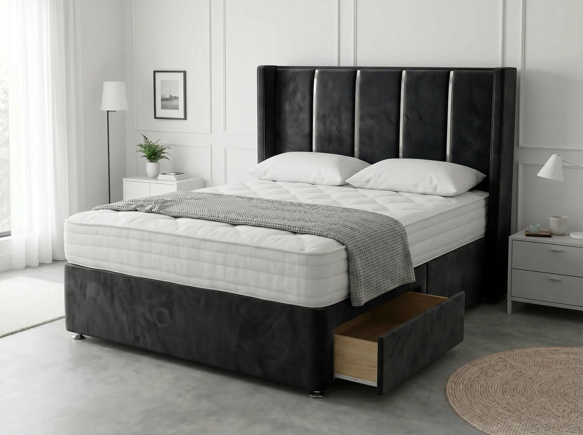 Refined Curve Haven | Modern Divan Drawer Bed with Built-In Drawers (UK) | Discount Bed Store (DBS) #DB144