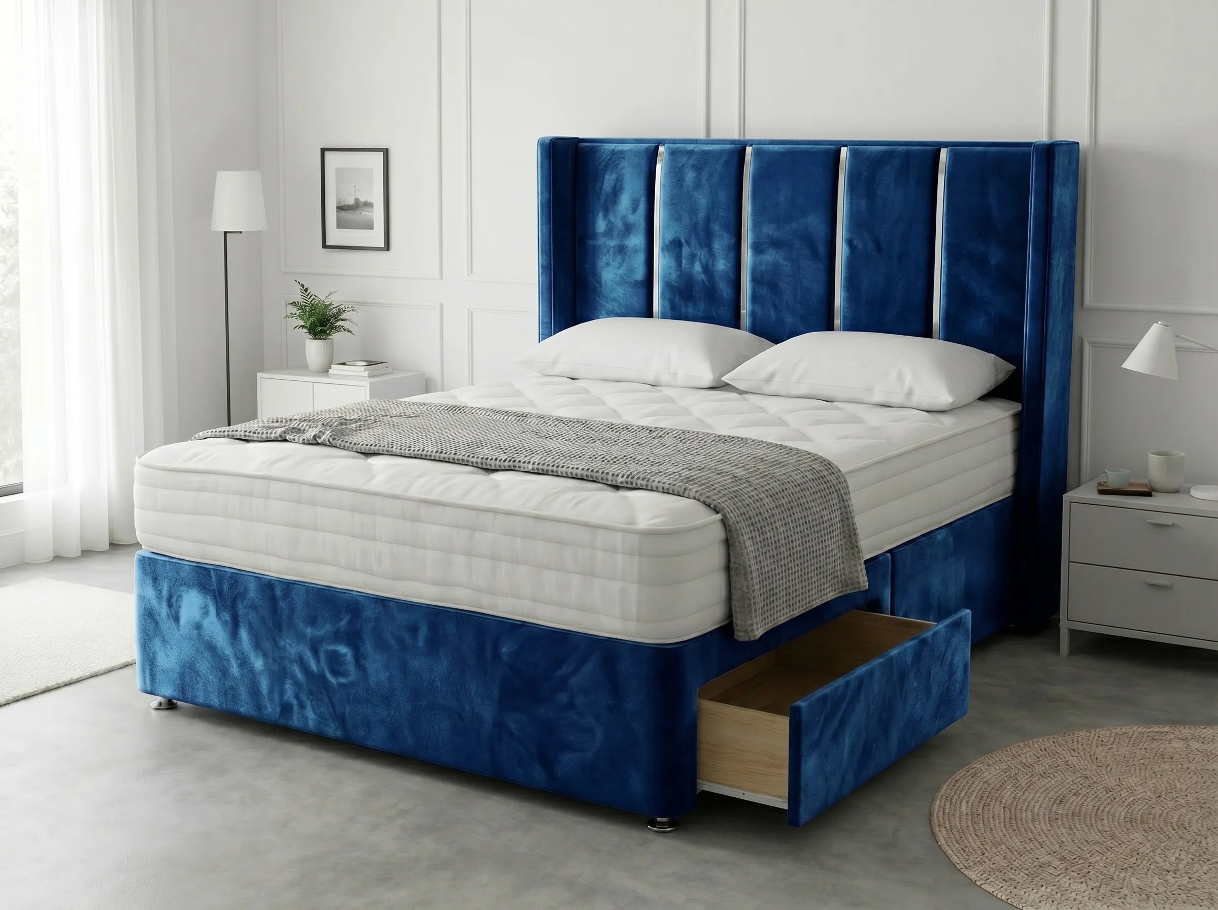 Refined Curve Haven | Modern Divan Drawer Bed with Built-In Drawers (UK) | Discount Bed Store (DBS) #DB144