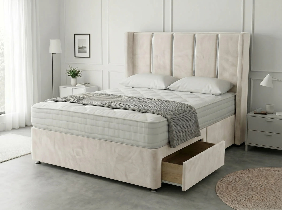Refined Curve Haven | Modern Divan Drawer Bed with Built-In Drawers (UK) | Discount Bed Store (DBS) #DB144