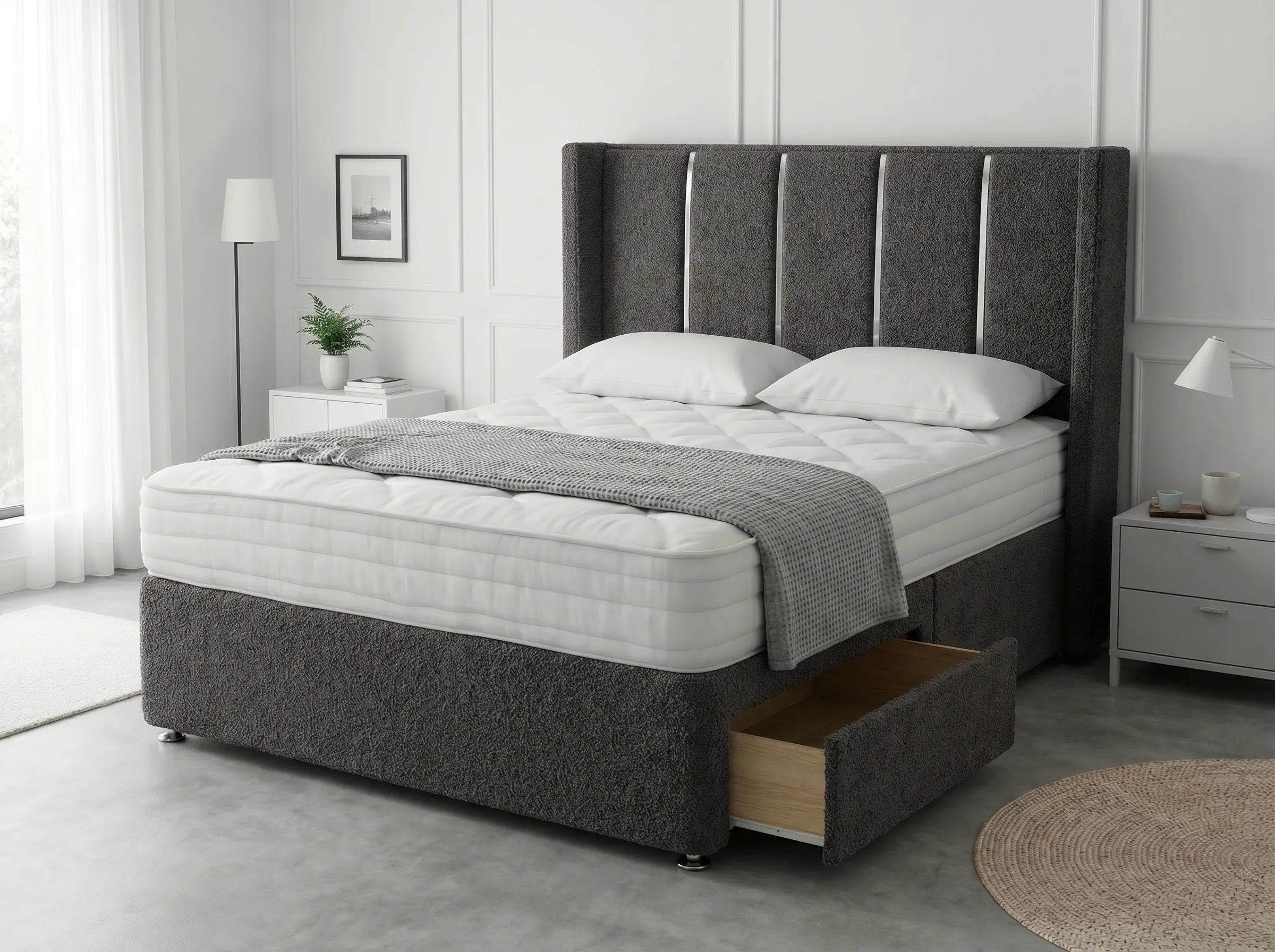 Refined Curve Haven | Modern Divan Drawer Bed with Built-In Drawers (UK) | Discount Bed Store (DBS) #DB144