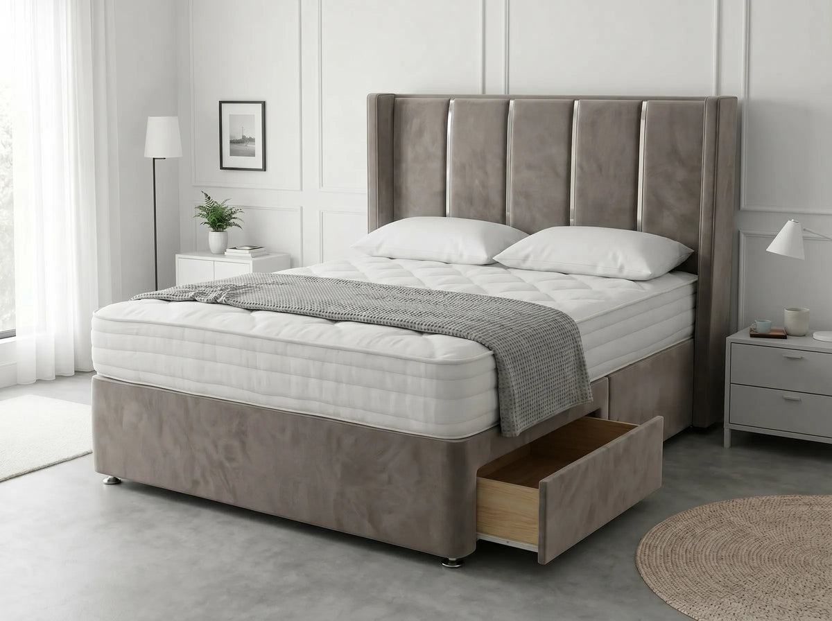 Refined Curve Haven | Modern Divan Drawer Bed with Built-In Drawers (UK) | Discount Bed Store (DBS) #DB144