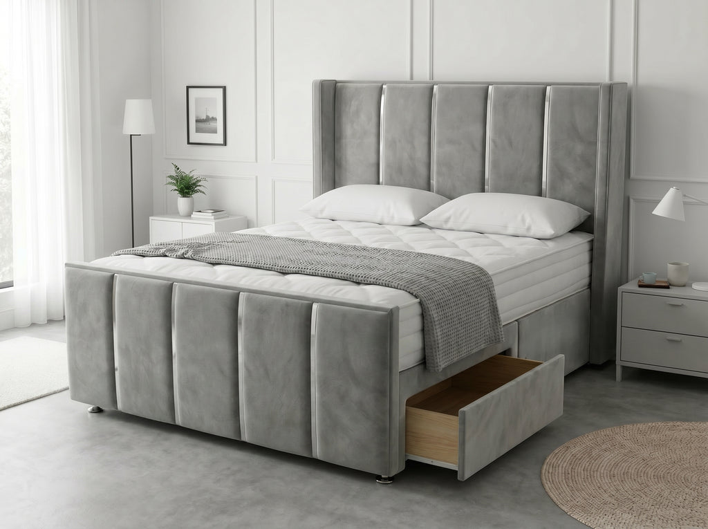 Refined Curve Haven | Modern Divan Drawer Bed with Built-In Drawers (UK) | Discount Bed Store (DBS) #DB144