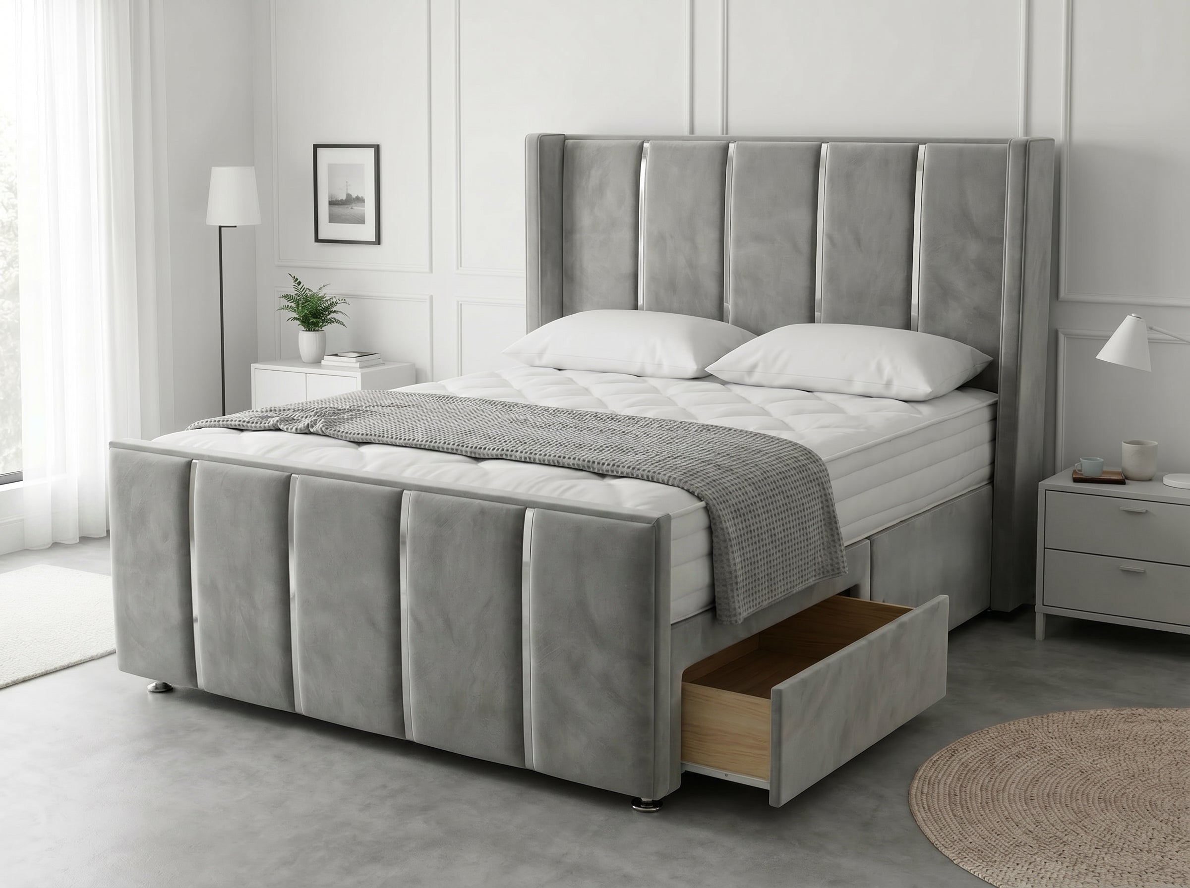 Refined Curve Haven | Modern Divan Drawer Bed with Built-In Drawers (UK) | Discount Bed Store (DBS) #DB144