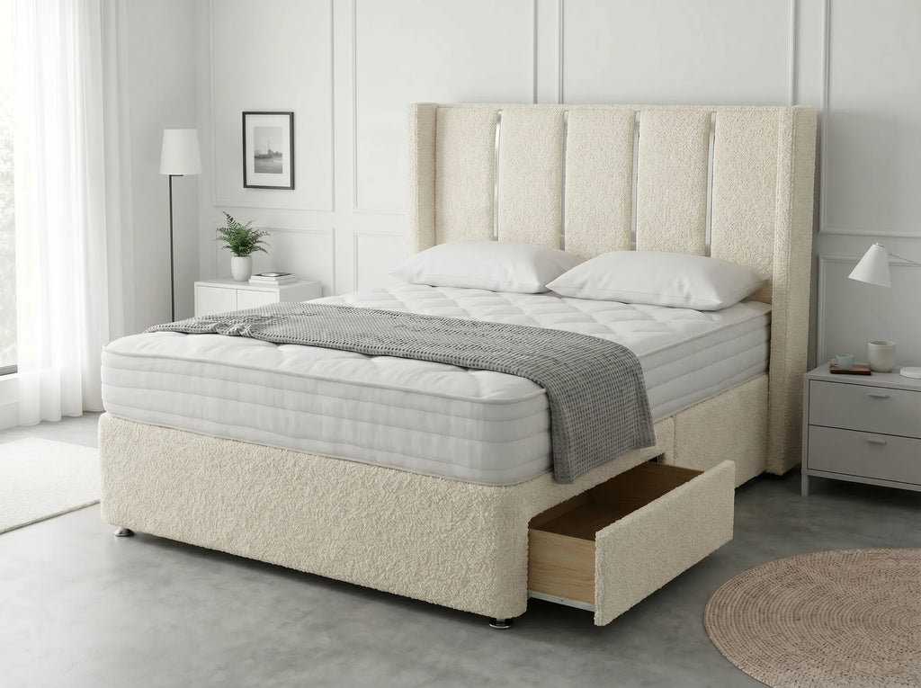Refined Curve Haven | Modern Divan Drawer Bed with Built-In Drawers (UK) | Discount Bed Store (DBS) #DB144