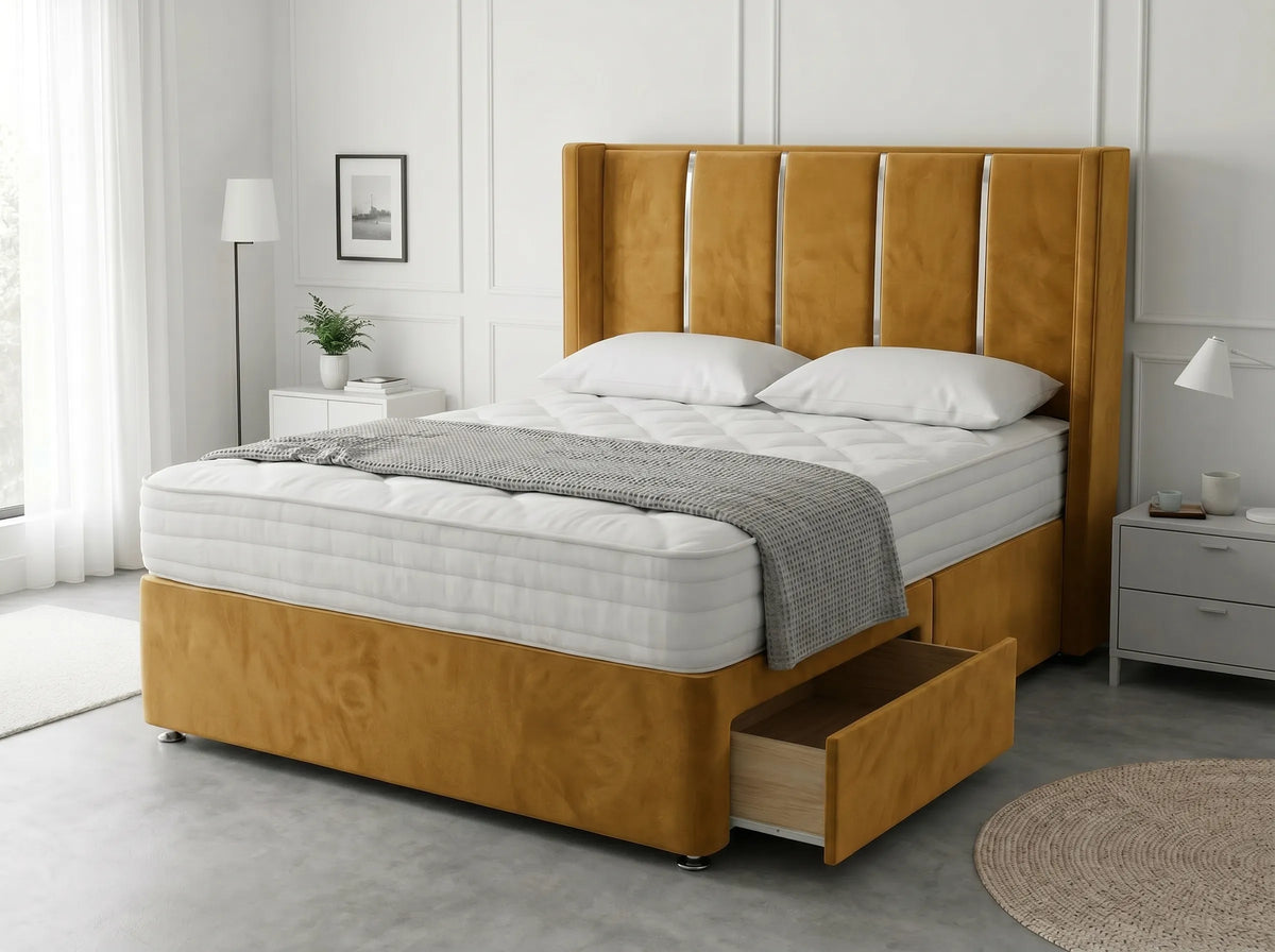 Refined Curve Haven | Modern Divan Drawer Bed with Built-In Drawers (UK) | Discount Bed Store (DBS) #DB144