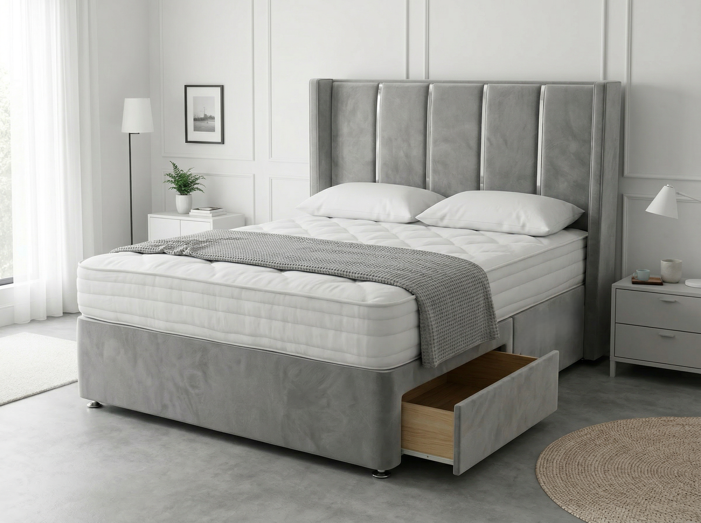 Refined Curve Haven | Modern Divan Drawer Bed with Built-In Drawers (UK) | Discount Bed Store (DBS) #DB144