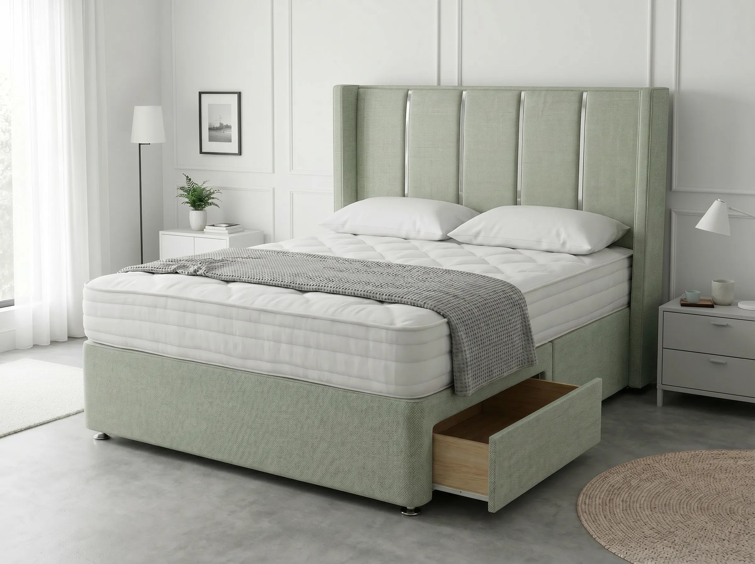 Refined Curve Haven | Modern Divan Drawer Bed with Built-In Drawers (UK) | Discount Bed Store (DBS) #DB144