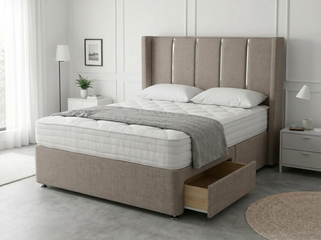 Refined Curve Haven | Modern Divan Drawer Bed with Built-In Drawers (UK) | Discount Bed Store (DBS) #DB144