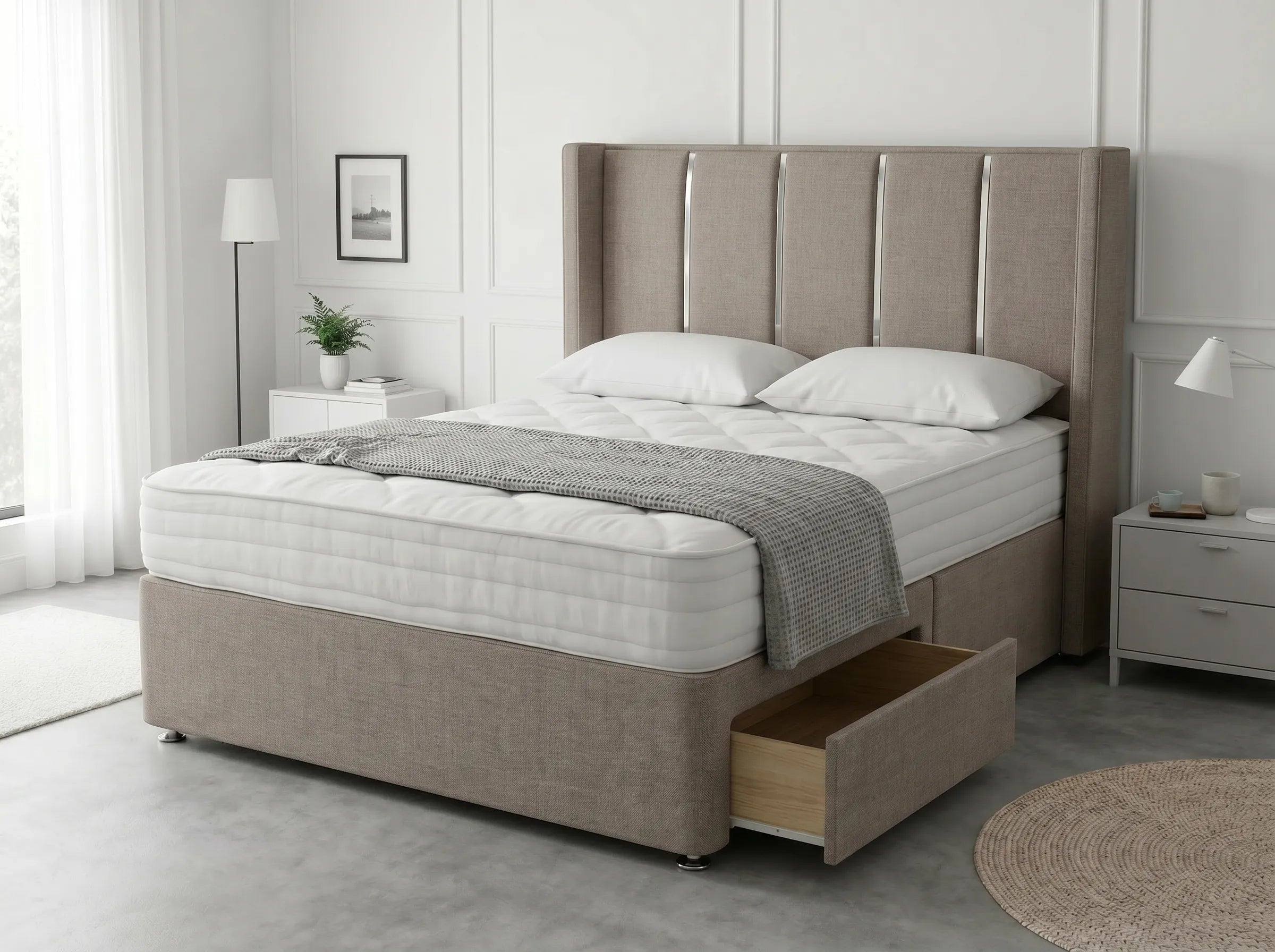 Refined Curve Haven | Modern Divan Drawer Bed with Built-In Drawers (UK) | Discount Bed Store (DBS) #DB144