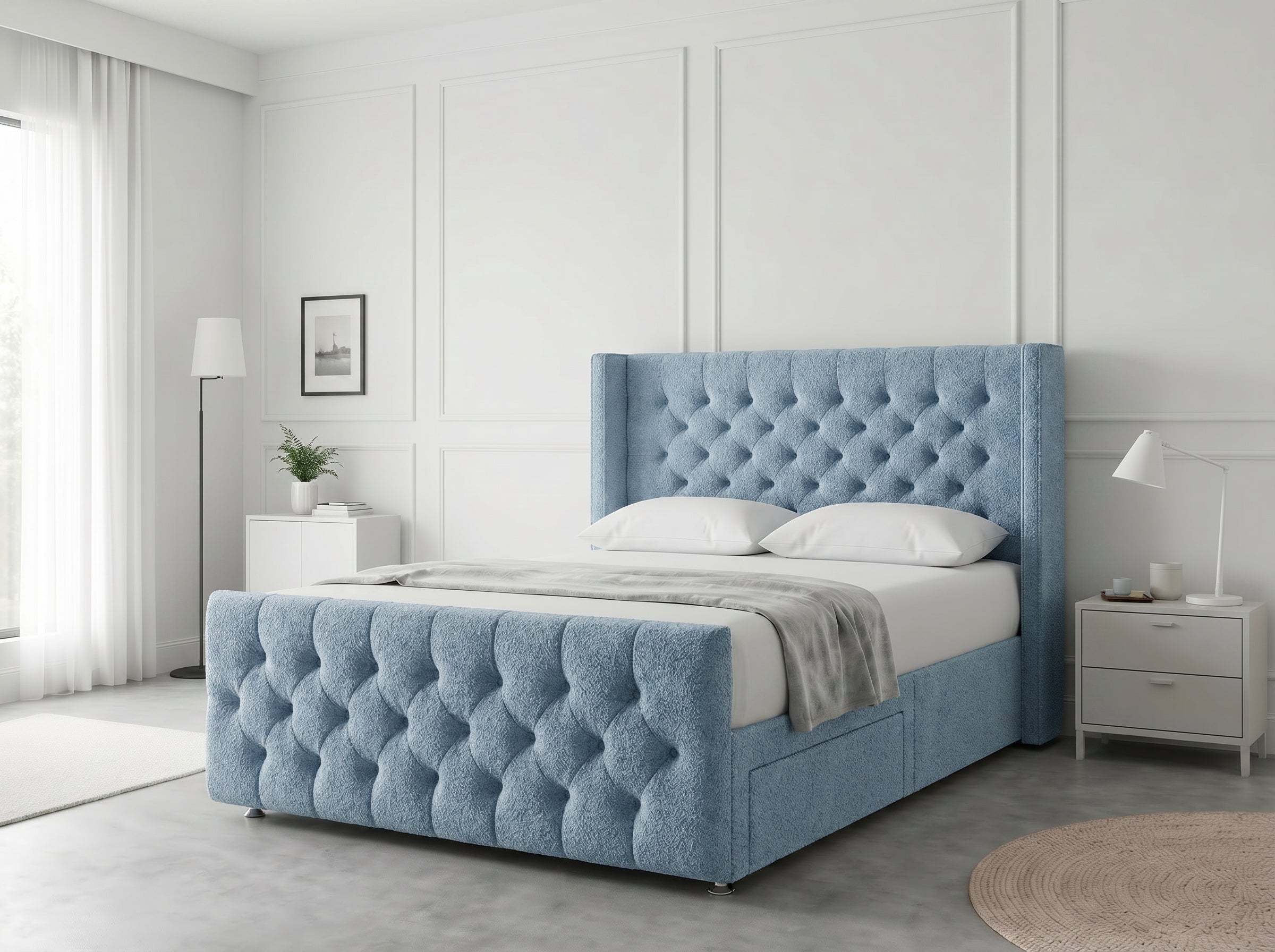 Luxury Curve Dream | Divan Drawer Bed Frame with Concealed Drawer Storage (UK) | Discount Bed Store (DBS) #DB146
