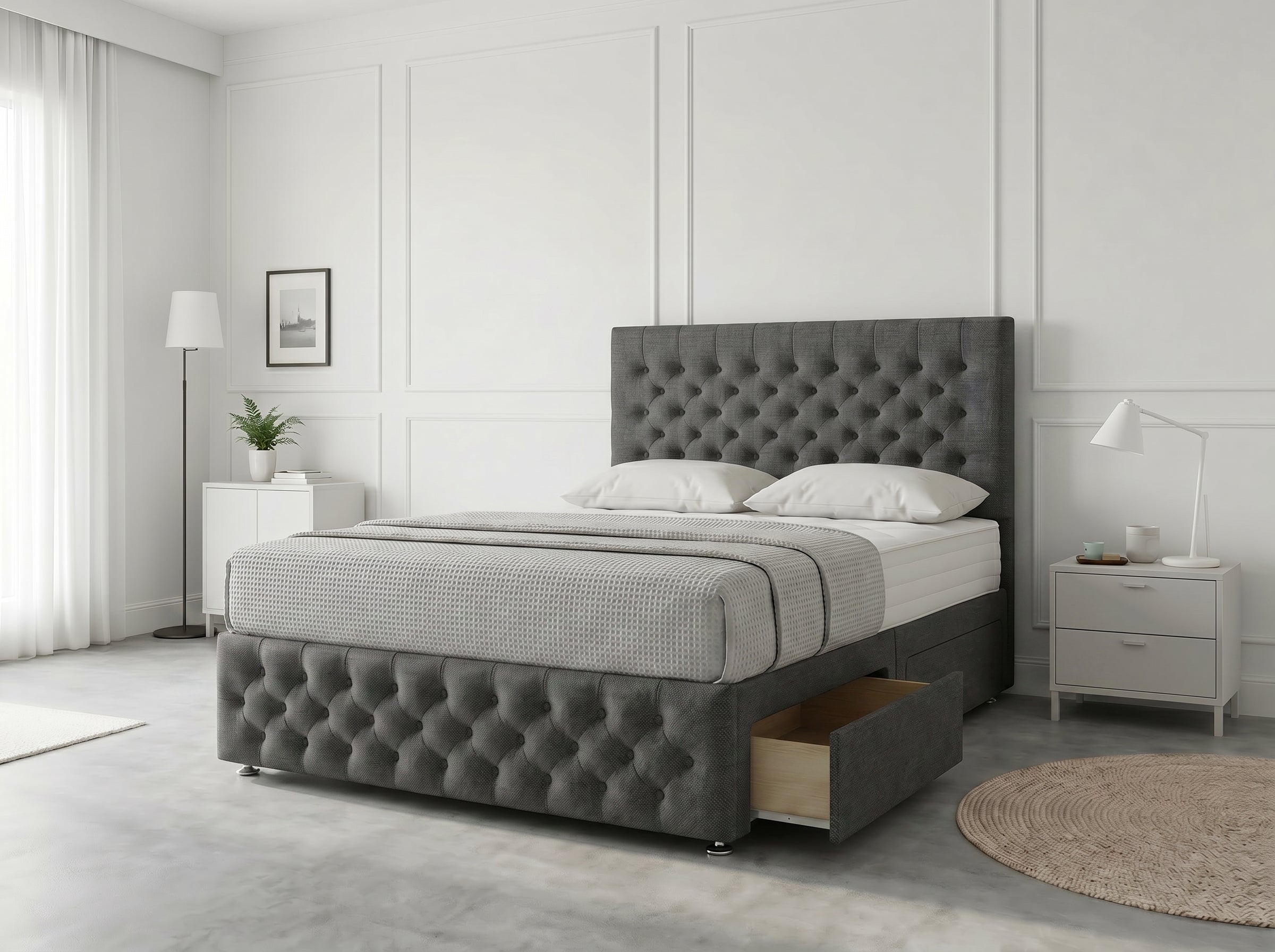 Premier Sleigh Style | Divan Storage Bed with Pull-Out Drawers (UK) | Discount Bed Store (DBS) #DB145