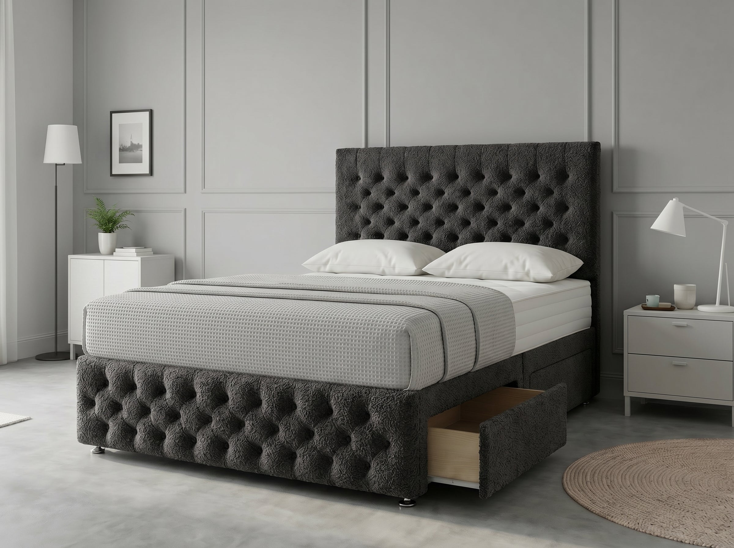 Premier Sleigh Style | Divan Storage Bed with Pull-Out Drawers (UK) | Discount Bed Store (DBS) #DB145
