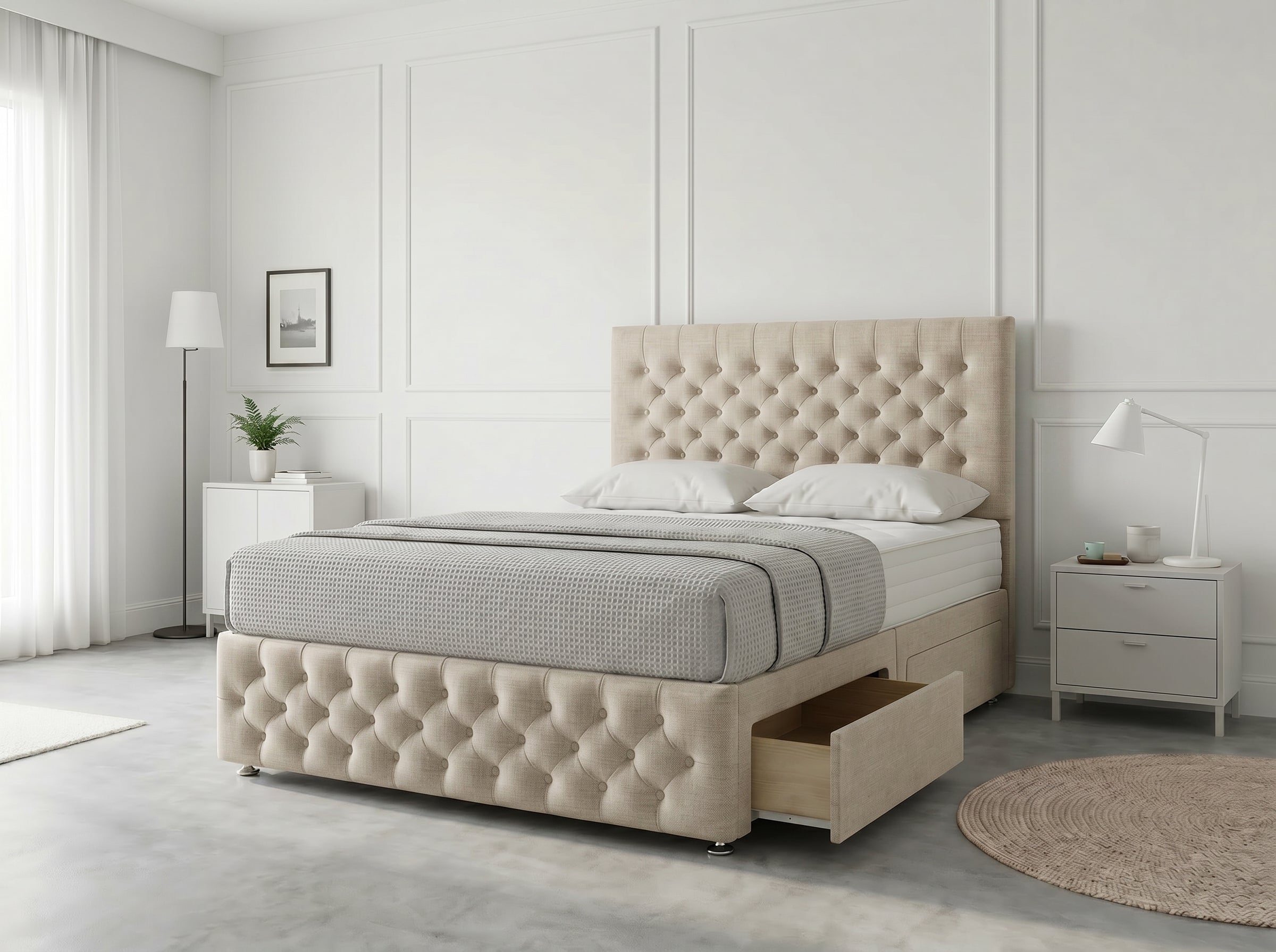 Premier Sleigh Style | Divan Storage Bed with Pull-Out Drawers (UK) | Discount Bed Store (DBS) #DB145
