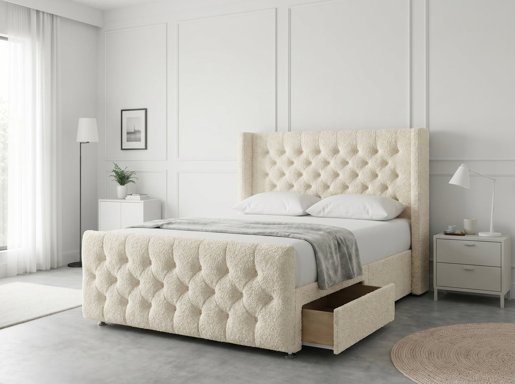 Luxury Curve Dream | Divan Drawer Bed Frame with Concealed Drawer Storage (UK) | Discount Bed Store (DBS) #DB146