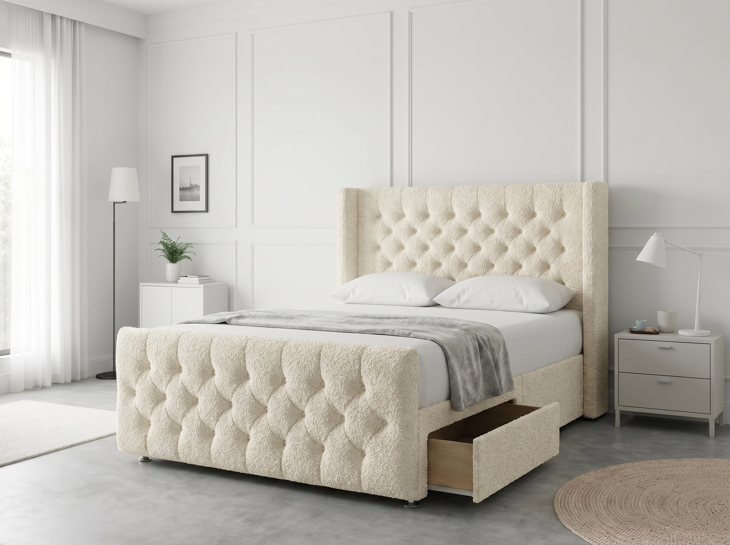 Luxury Curve Dream | Divan Drawer Bed Frame with Concealed Drawer Storage (UK) | Discount Bed Store (DBS) #DB146