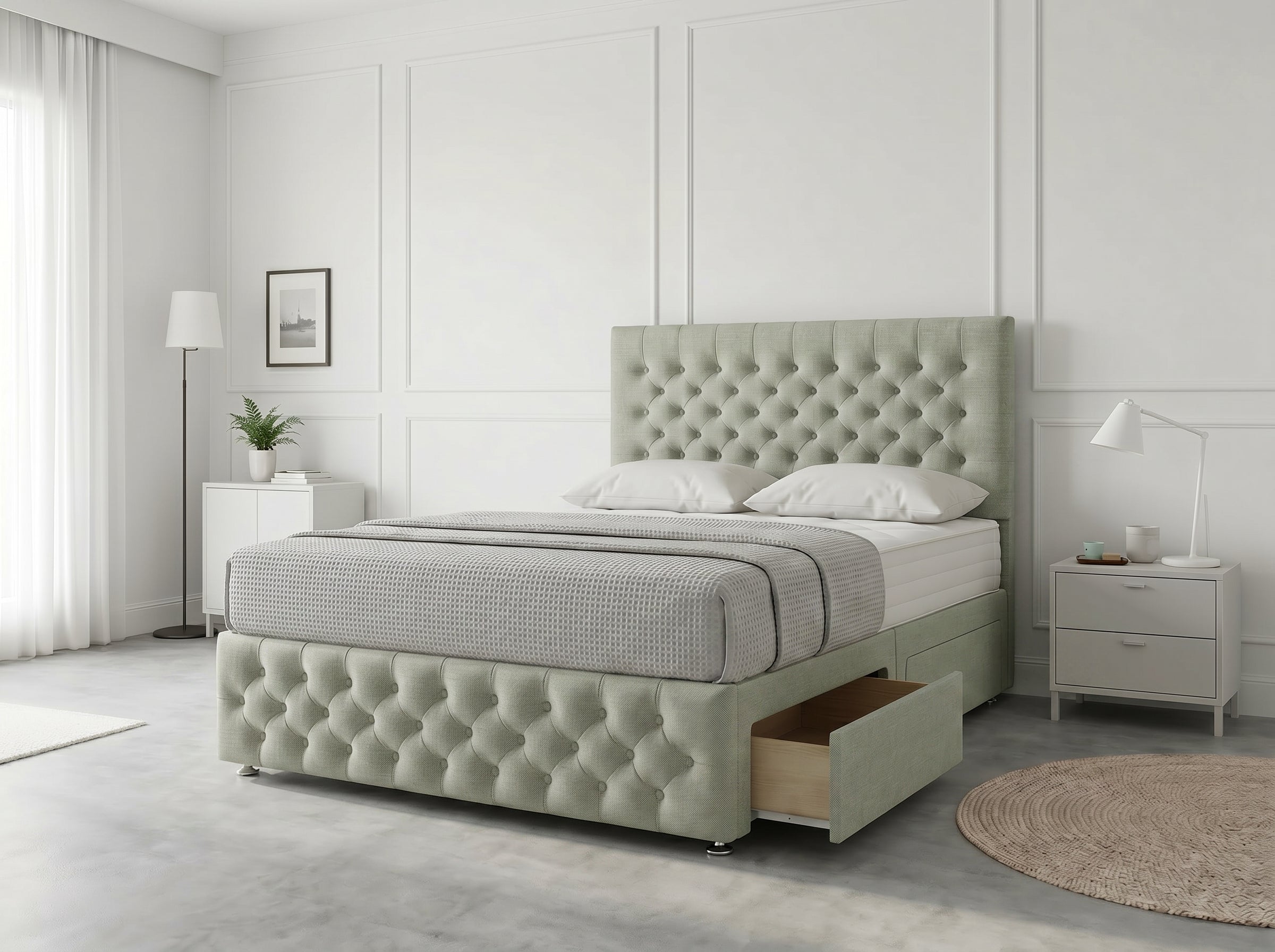 Premier Sleigh Style | Divan Storage Bed with Pull-Out Drawers (UK) | Discount Bed Store (DBS) #DB145