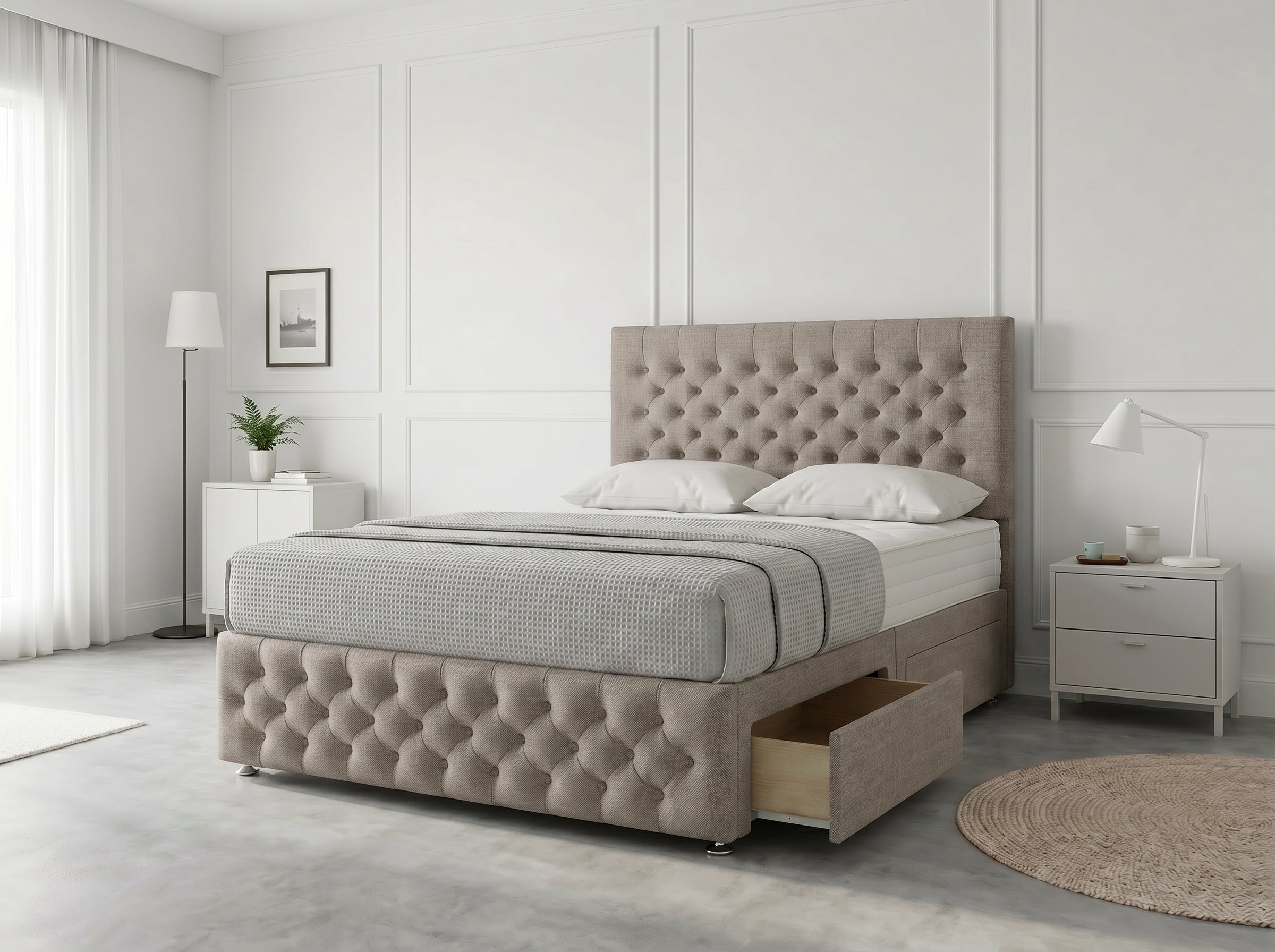 Premier Sleigh Style | Divan Storage Bed with Pull-Out Drawers (UK) | Discount Bed Store (DBS) #DB145