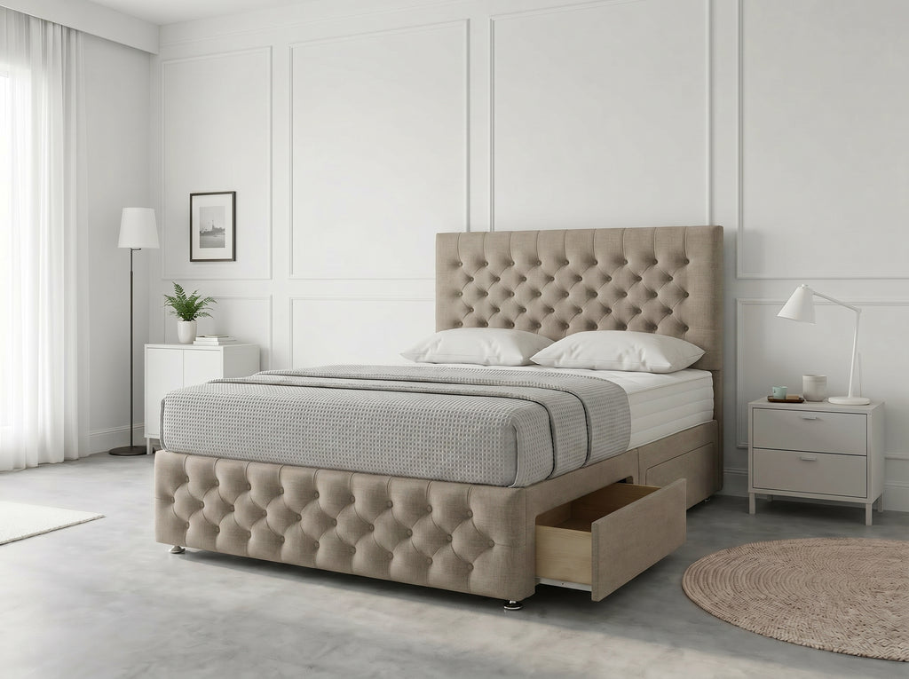 Premier Sleigh Style | Divan Storage Bed with Pull-Out Drawers (UK) | Discount Bed Store (DBS) #DB145
