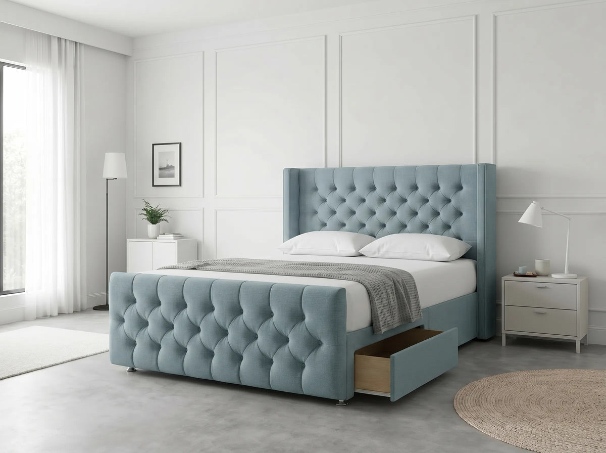 Luxury Curve Dream | Divan Drawer Bed Frame with Concealed Drawer Storage (UK) | Discount Bed Store (DBS) #DB146