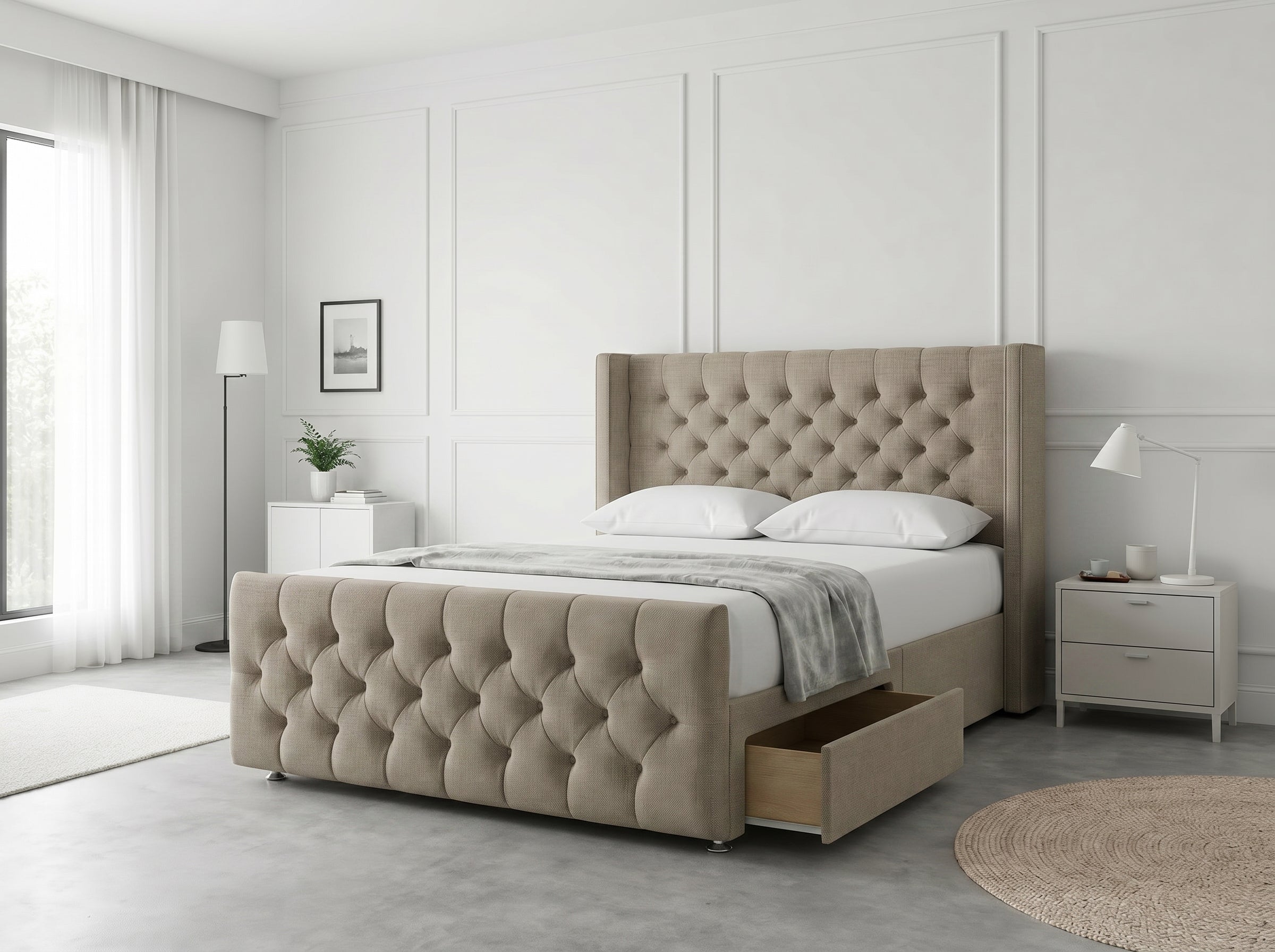 Luxury Curve Dream | Divan Drawer Bed Frame with Concealed Drawer Storage (UK) | Discount Bed Store (DBS) #DB146