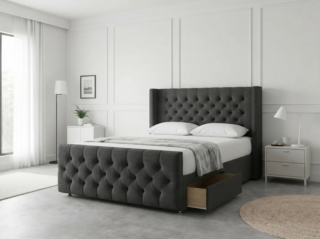Luxury Curve Dream | Divan Drawer Bed Frame with Concealed Drawer Storage (UK) | Discount Bed Store (DBS) #DB146