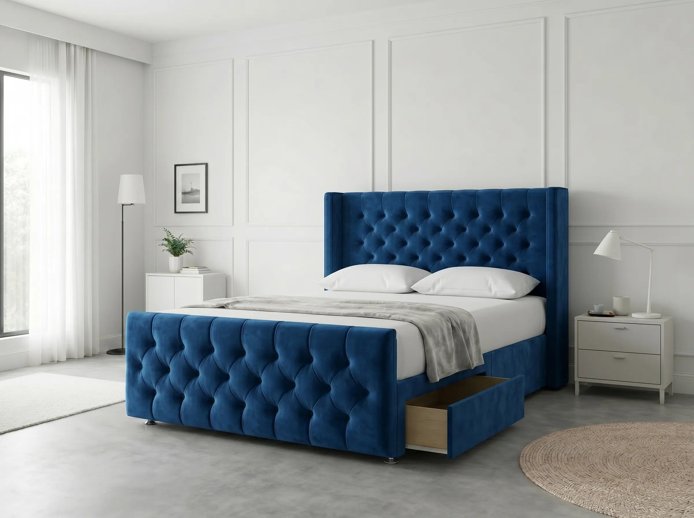 Luxury Curve Dream | Divan Drawer Bed Frame with Concealed Drawer Storage (UK) | Discount Bed Store (DBS) #DB146