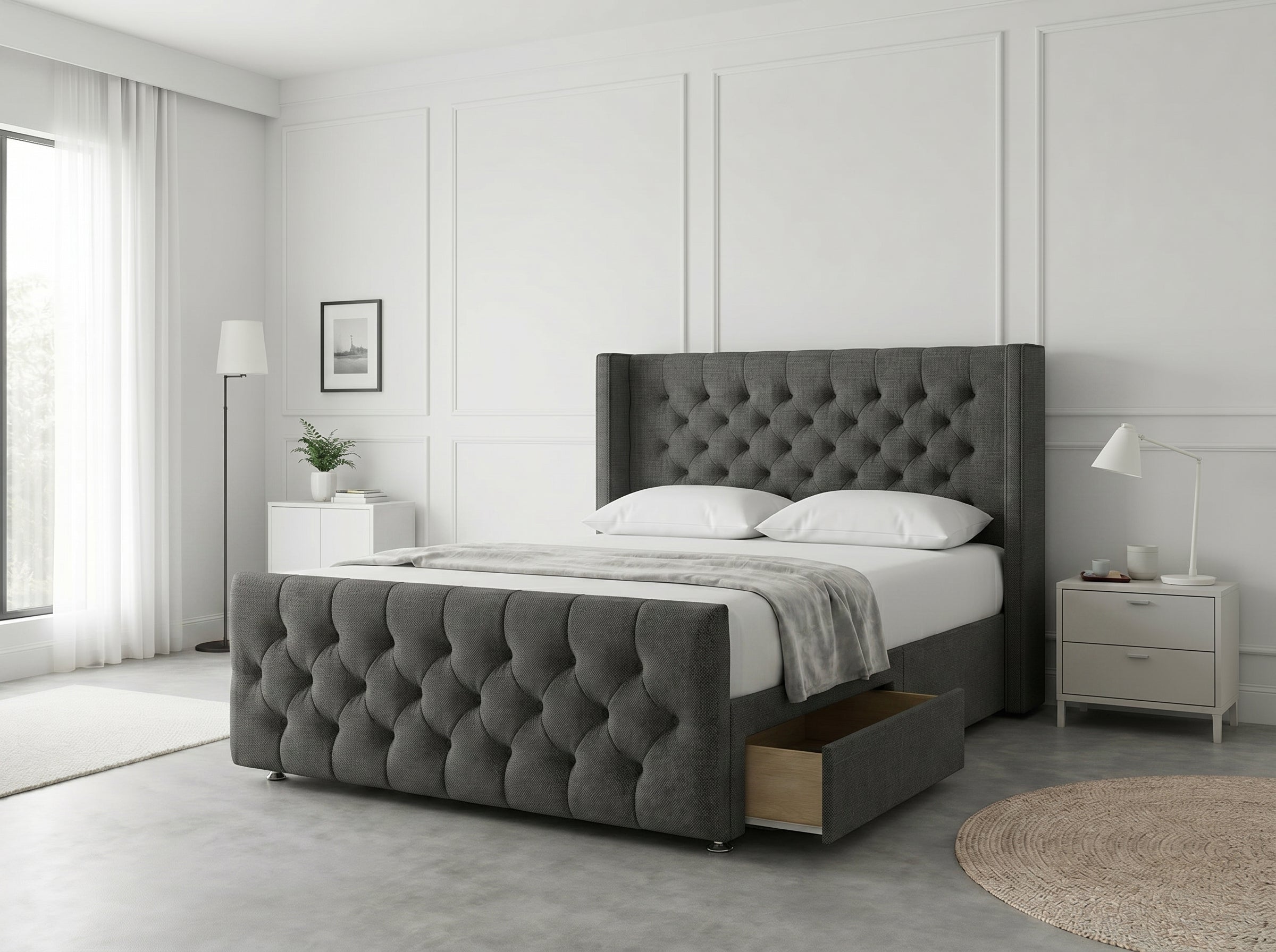 Luxury Curve Dream | Divan Drawer Bed Frame with Concealed Drawer Storage (UK) | Discount Bed Store (DBS) #DB146
