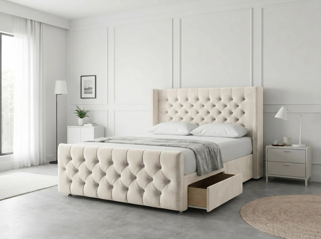 Luxury Curve Dream | Divan Drawer Bed Frame with Concealed Drawer Storage (UK) | Discount Bed Store (DBS) #DB146