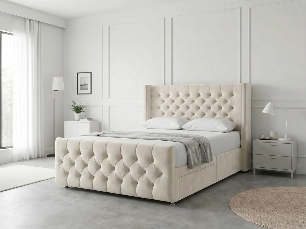 Luxury Curve Dream | Divan Drawer Bed Frame with Concealed Drawer Storage (UK) | Discount Bed Store (DBS) #DB146