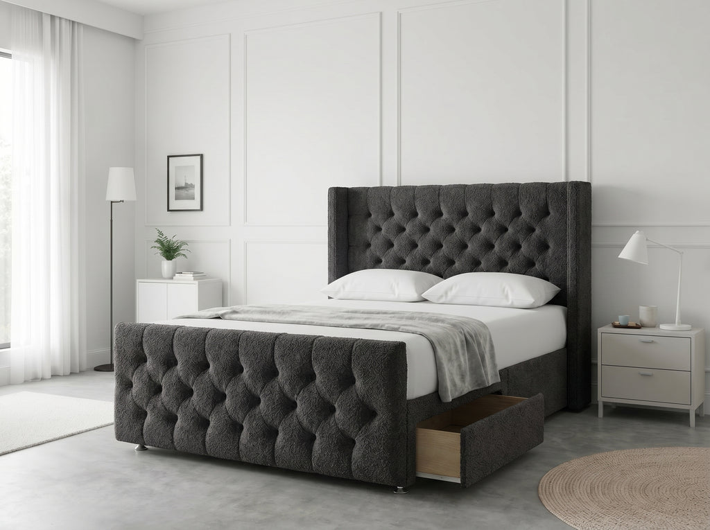 Luxury Curve Dream | Divan Drawer Bed Frame with Concealed Drawer Storage (UK) | Discount Bed Store (DBS) #DB146