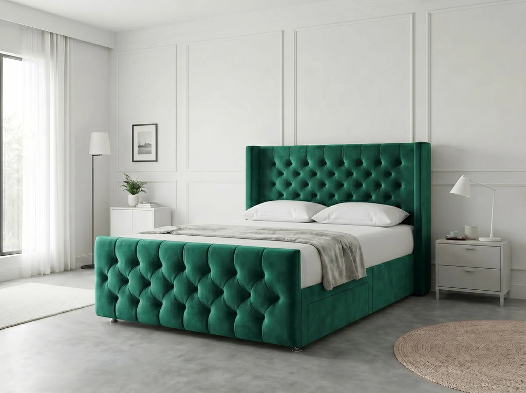 Luxury Curve Dream | Divan Drawer Bed Frame with Concealed Drawer Storage (UK) | Discount Bed Store (DBS) #DB146