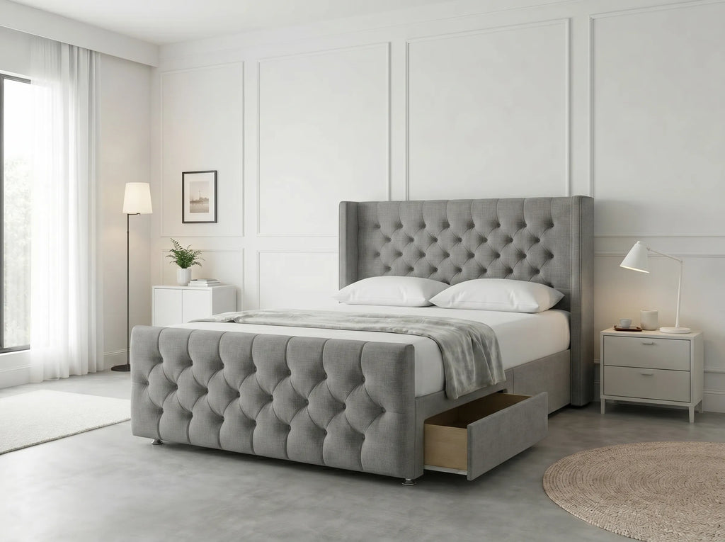 Luxury Curve Dream | Divan Drawer Bed Frame with Concealed Drawer Storage (UK) | Discount Bed Store (DBS) #DB146