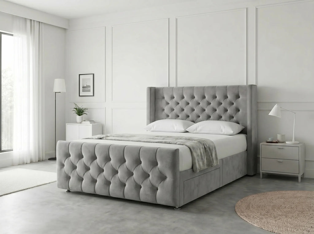 Luxury Curve Dream | Divan Drawer Bed Frame with Concealed Drawer Storage (UK) | Discount Bed Store (DBS) #DB146
