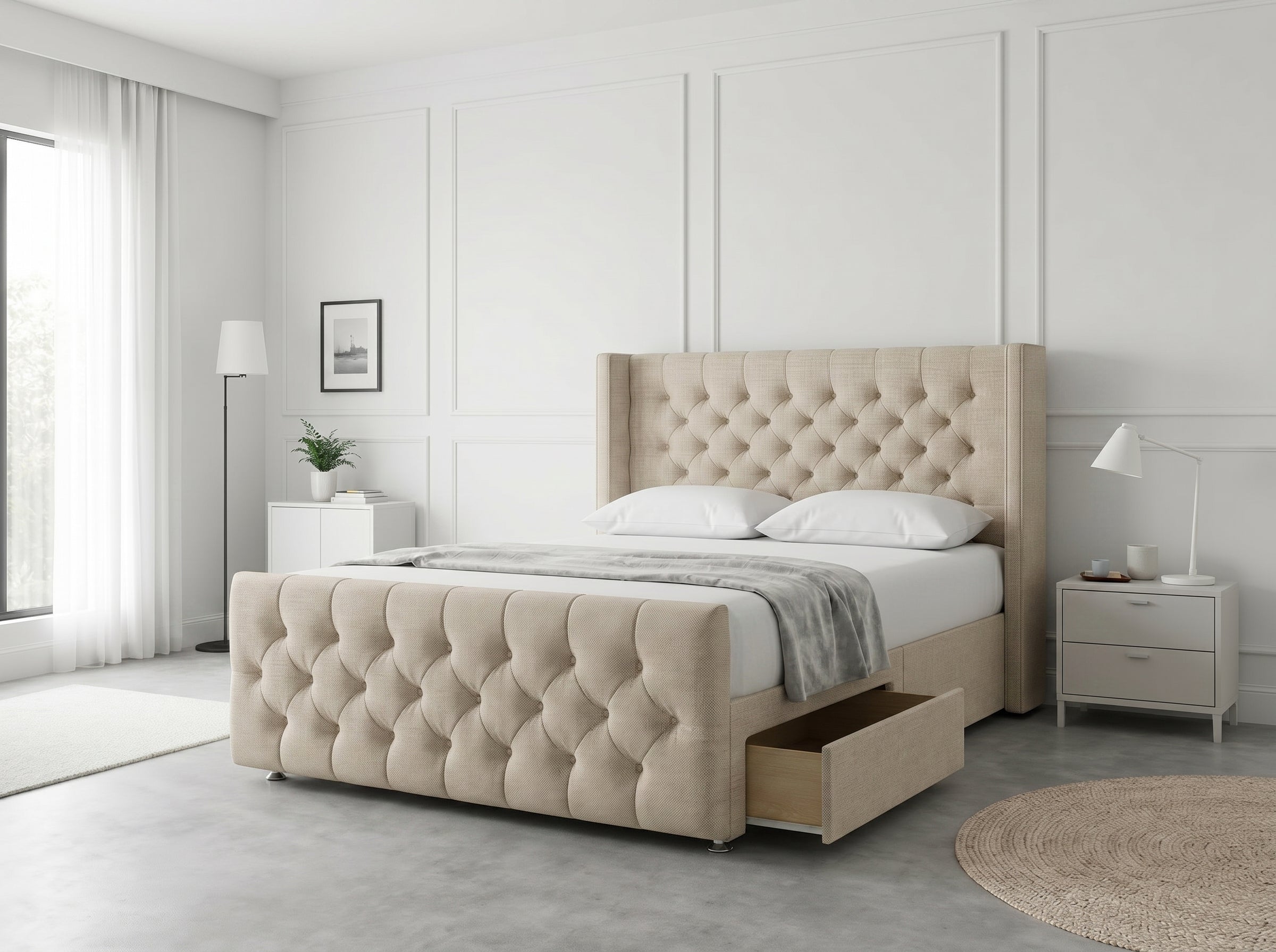Luxury Curve Dream | Divan Drawer Bed Frame with Concealed Drawer Storage (UK) | Discount Bed Store (DBS) #DB146