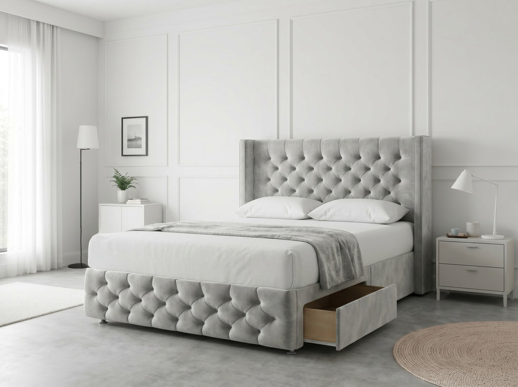 Luxury Curve Dream | Divan Drawer Bed Frame with Concealed Drawer Storage (UK) | Discount Bed Store (DBS) #DB146