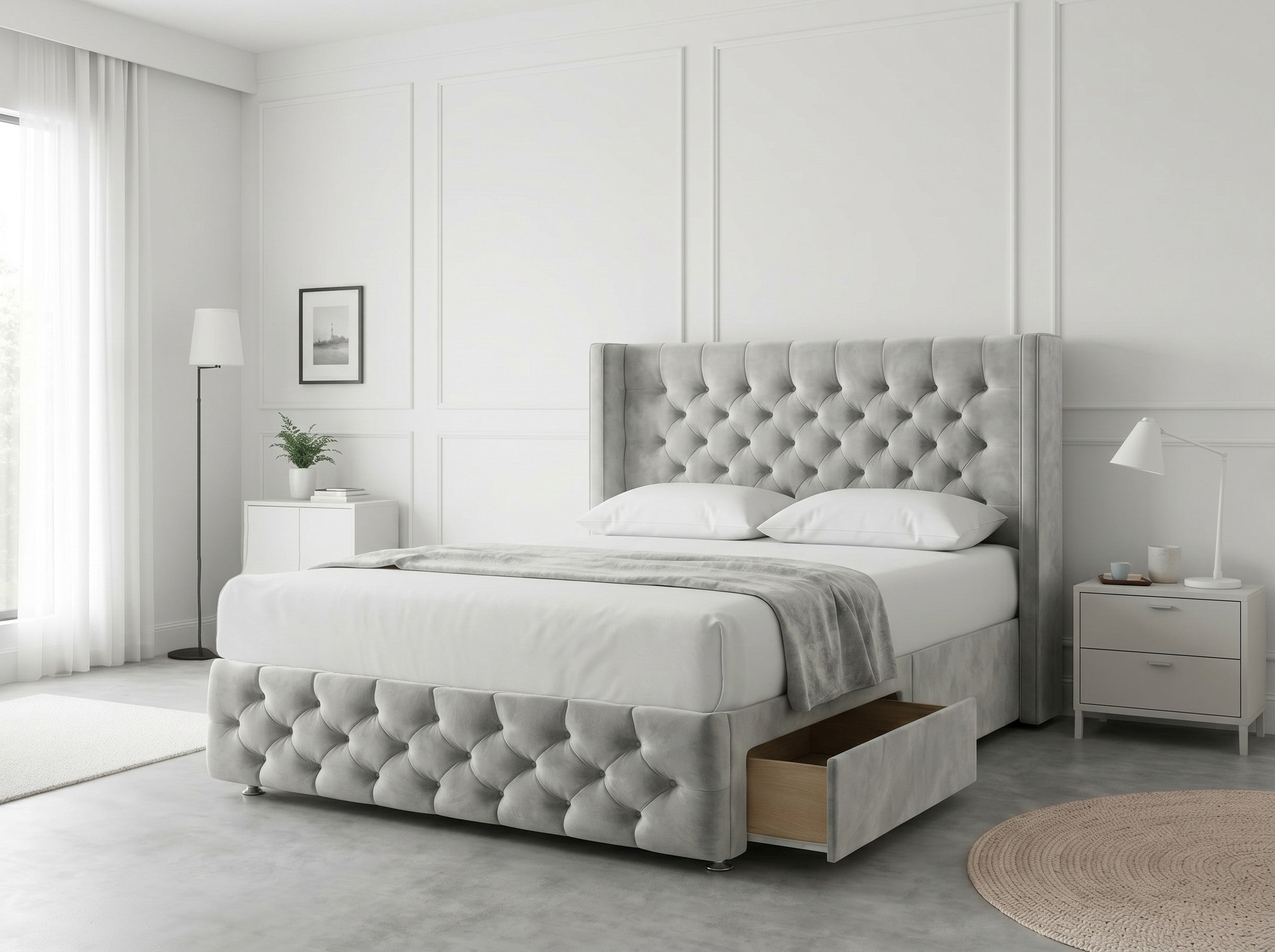 Luxury Curve Dream | Divan Drawer Bed Frame with Concealed Drawer Storage (UK) | Discount Bed Store (DBS) #DB146