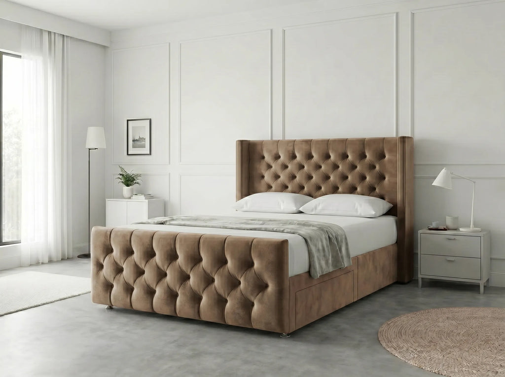 Luxury Curve Dream | Divan Drawer Bed Frame with Concealed Drawer Storage (UK) | Discount Bed Store (DBS) #DB146