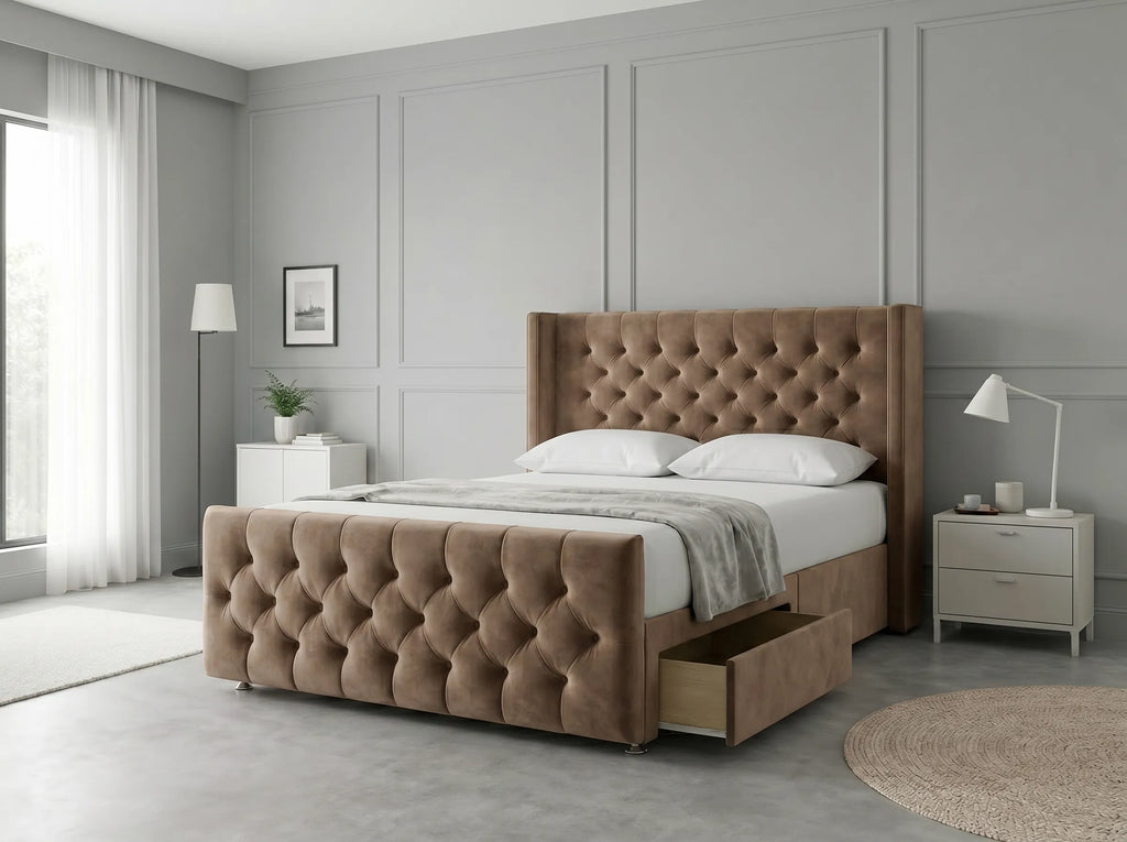 Luxury Curve Dream | Divan Drawer Bed Frame with Concealed Drawer Storage (UK) | Discount Bed Store (DBS) #DB146
