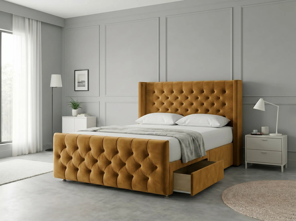 Luxury Curve Dream | Divan Drawer Bed Frame with Concealed Drawer Storage (UK) | Discount Bed Store (DBS) #DB146