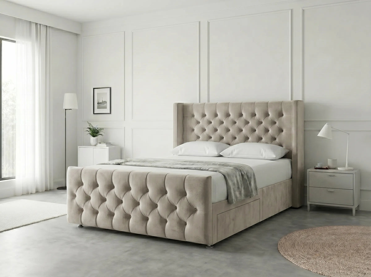 Luxury Curve Dream | Divan Drawer Bed Frame with Concealed Drawer Storage (UK) | Discount Bed Store (DBS) #DB146