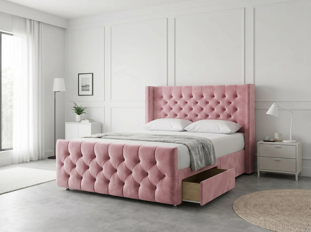 Luxury Curve Dream | Divan Drawer Bed Frame with Concealed Drawer Storage (UK) | Discount Bed Store (DBS) #DB146