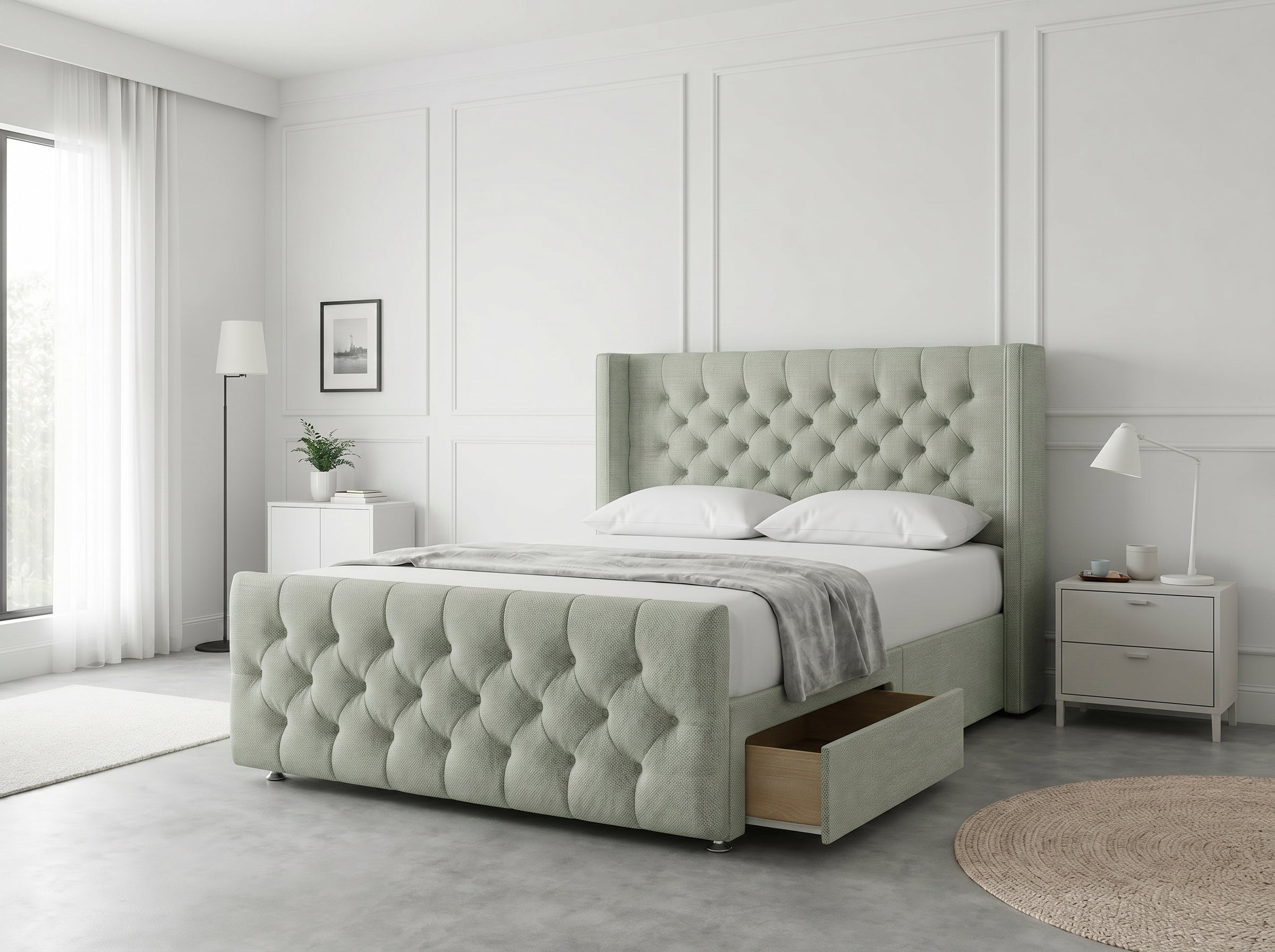 Luxury Curve Dream | Divan Drawer Bed Frame with Concealed Drawer Storage (UK) | Discount Bed Store (DBS) #DB146