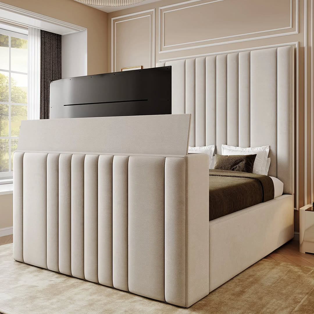 Lumen Signature Upholstered TV Bed with Hidden TV Lift