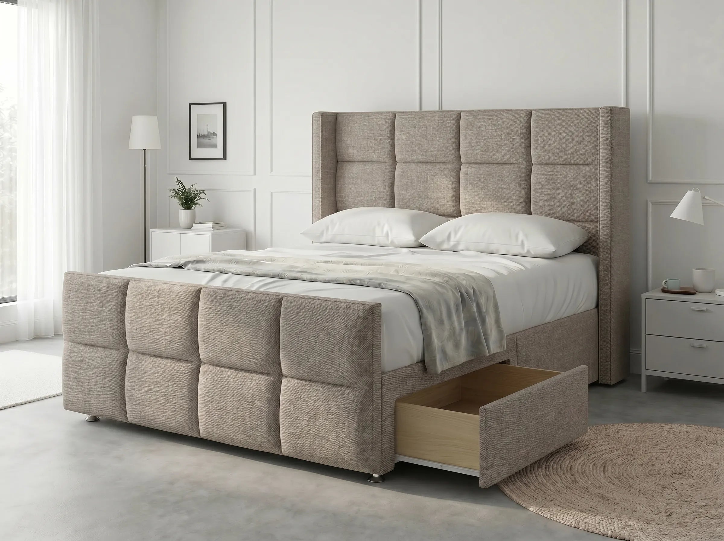 Timeless Sleigh Comfort | Divan Drawer Base with Functional Storage Drawers (UK) | Discount Bed Store (DBS) #DB147