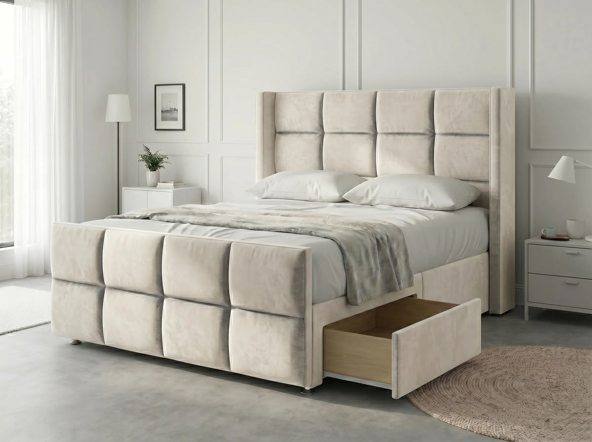 Timeless Sleigh Comfort | Divan Drawer Base with Functional Storage Drawers (UK) | Discount Bed Store (DBS) #DB147