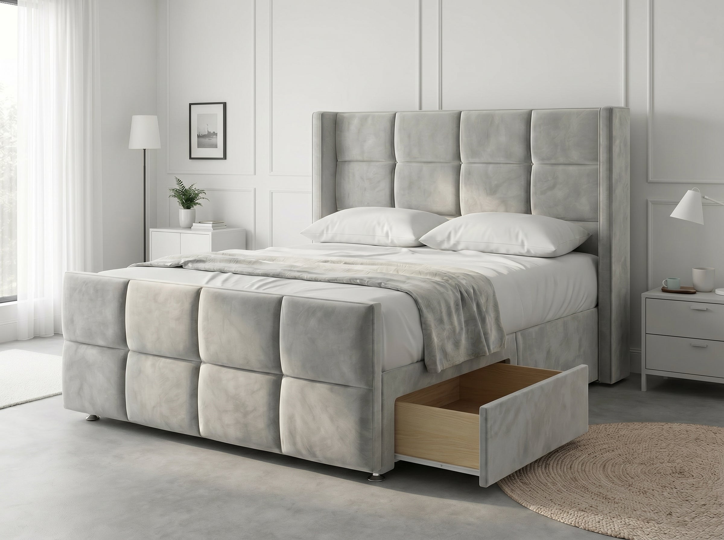 Timeless Sleigh Comfort | Divan Drawer Base with Functional Storage Drawers (UK) | Discount Bed Store (DBS) #DB147