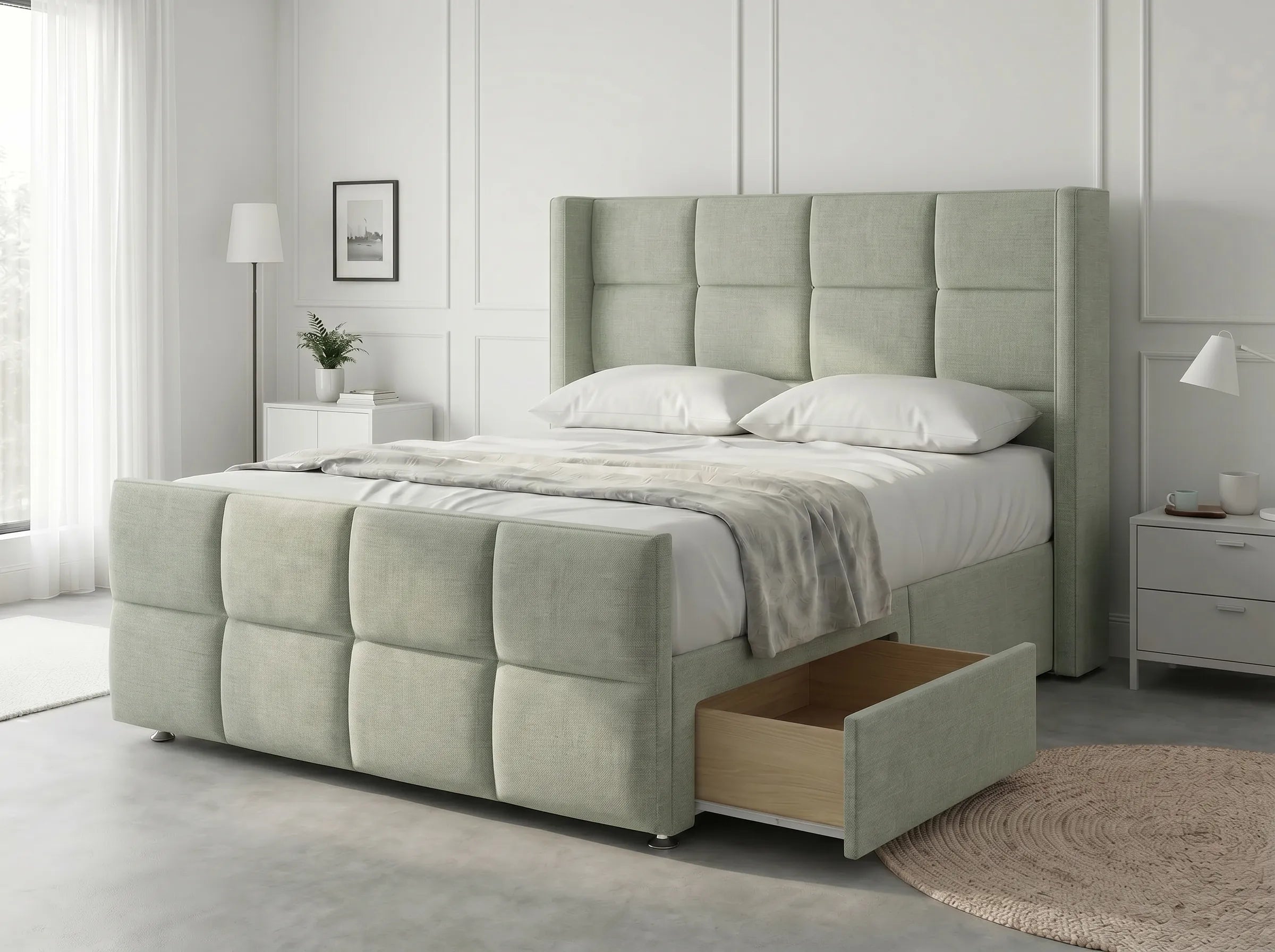 Timeless Sleigh Comfort | Divan Drawer Base with Functional Storage Drawers (UK) | Discount Bed Store (DBS) #DB147