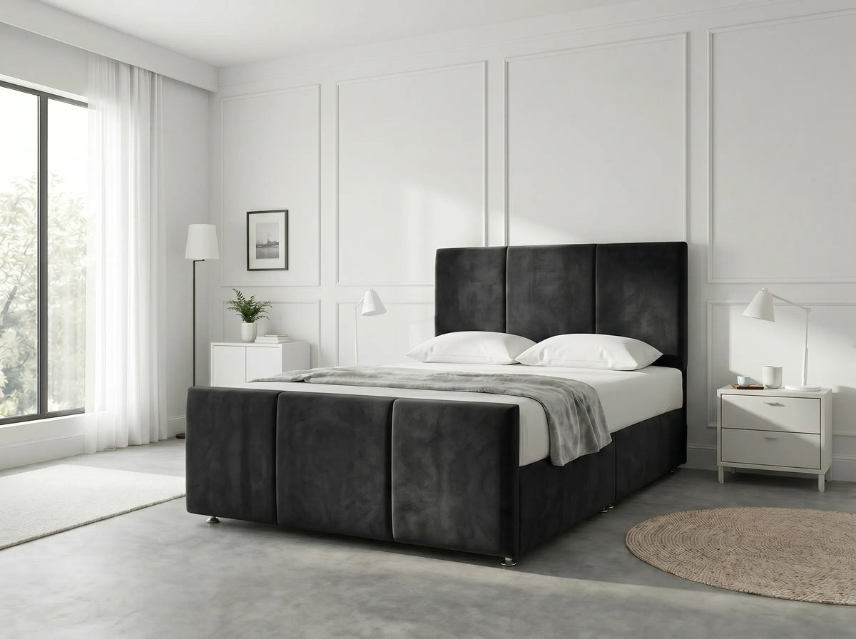 Elegant Sleigh Aura | Divan Drawer Bed with Hidden Storage Drawers (UK) | Discount Bed Store (DBS) #DB149